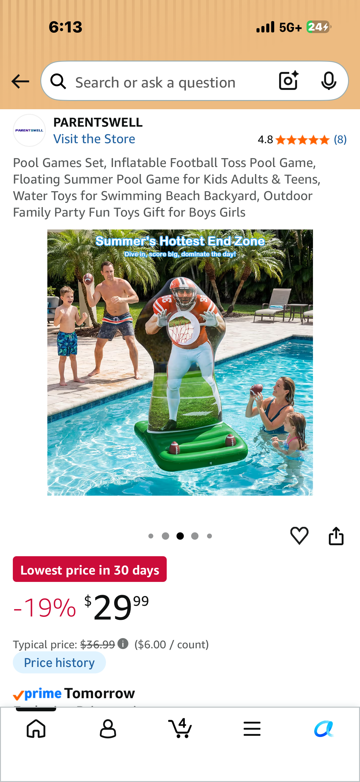 Inflatable Football Toss Pool Game, Floating Summer Pool Game for for Beach,  Backyard, Outdoor Family Party
