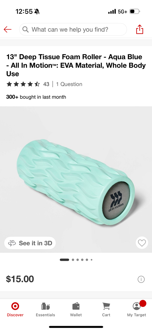 13" Deep Tissue Foam Roller - Aqua Blue - All In Motion™: EVA Material, Whole Body Use