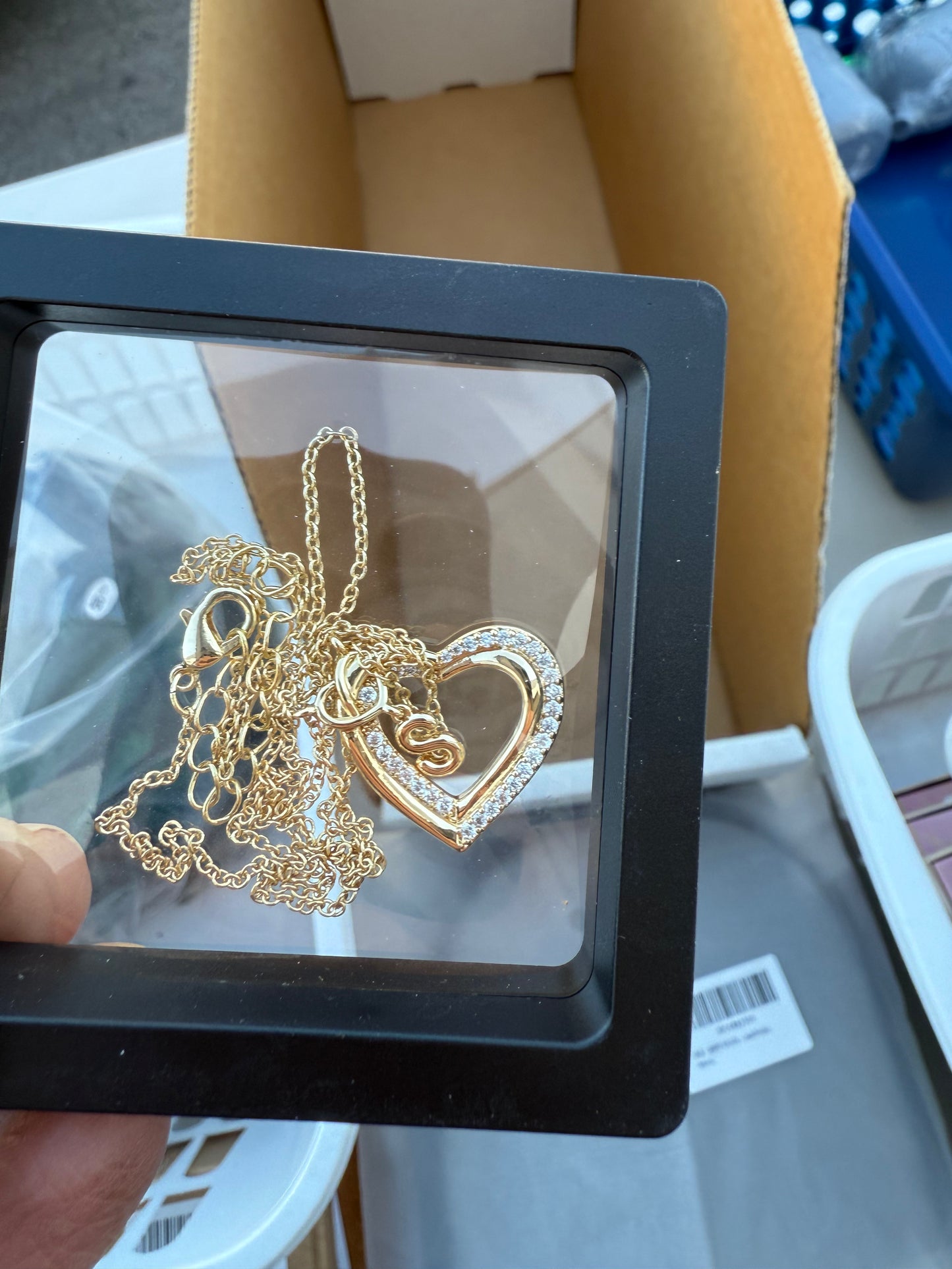 Letter S Gold Women Gold Heart Necklace Letter Necklace Gold Jewelry