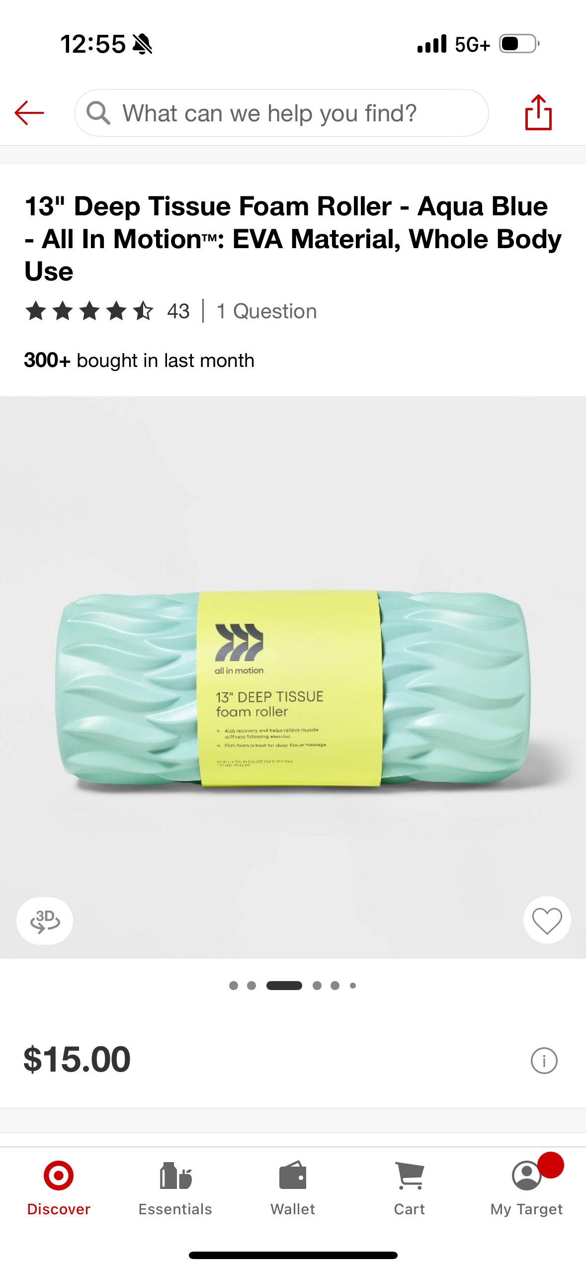 13" Deep Tissue Foam Roller - Aqua Blue - All In Motion™: EVA Material, Whole Body Use