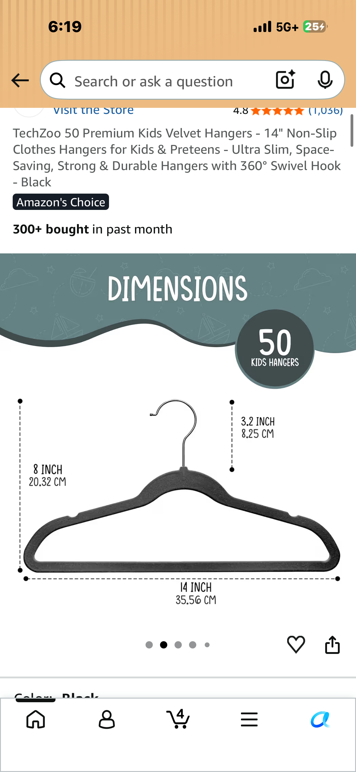 50 Premium Kids Velvet Hangers - 14" Non-Slip Clothes Hangers for Kids & Preteens - Ultra Slim, Space-Saving, Strong & Durable Hangers with 360° Swivel Hook - Black