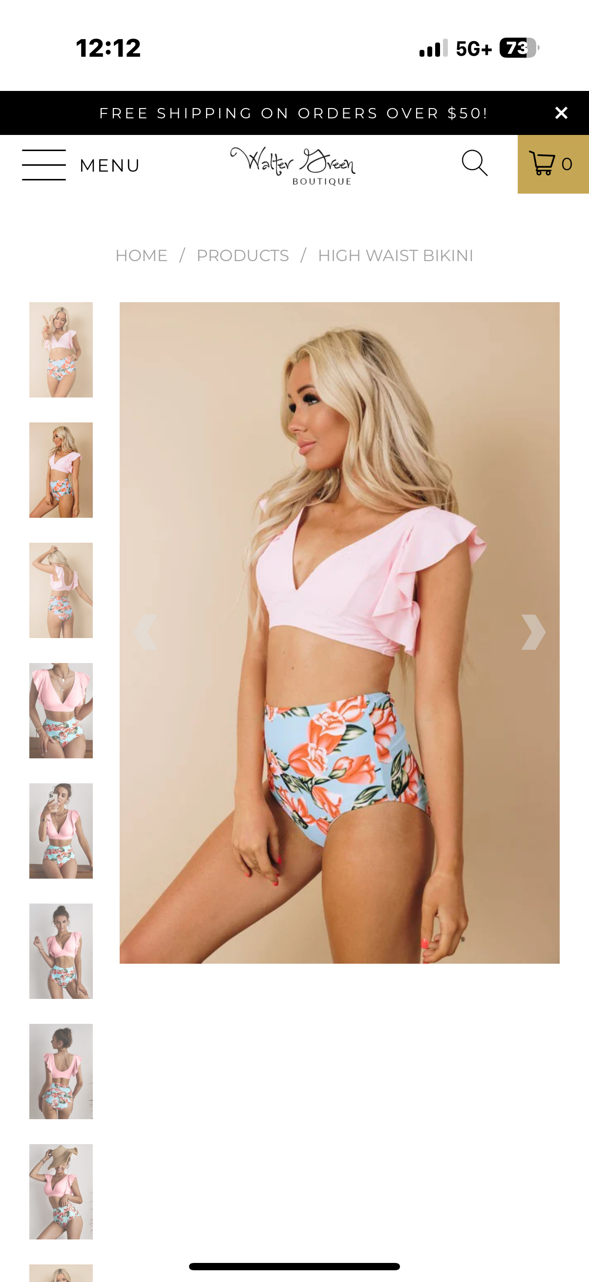 High Waist Bikini Pink and Floral (Sizes Medium & Large Available)