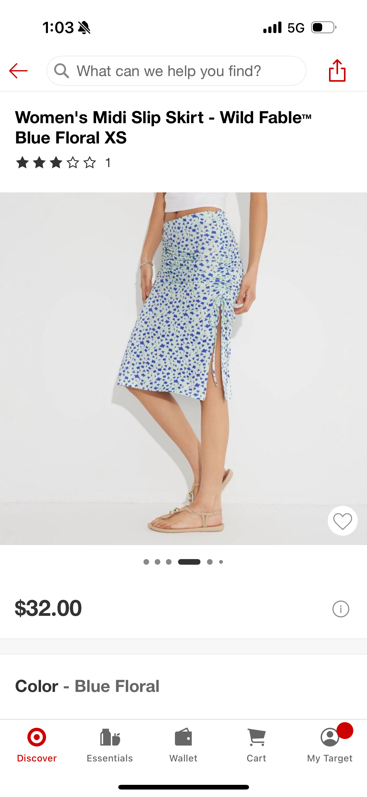 Women's Midi Slip Skirt - Wild Fable™ Blue Floral (Size X-Small)