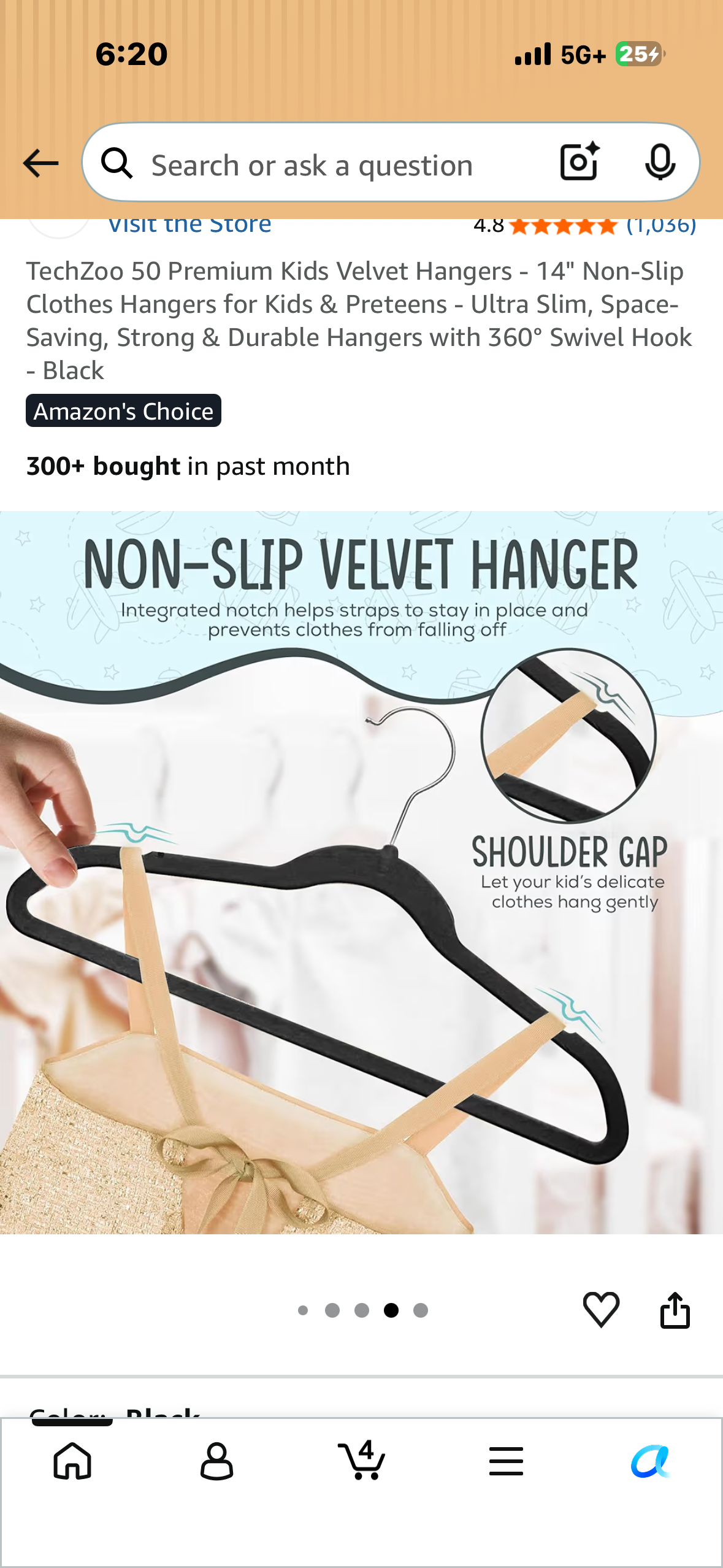 50 Premium Kids Velvet Hangers - 14" Non-Slip Clothes Hangers for Kids & Preteens - Ultra Slim, Space-Saving, Strong & Durable Hangers with 360° Swivel Hook - Black