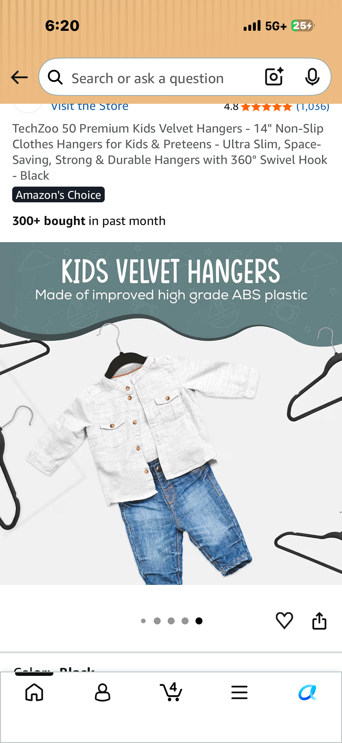 50 Premium Kids Velvet Hangers - 14" Non-Slip Clothes Hangers for Kids & Preteens - Ultra Slim, Space-Saving, Strong & Durable Hangers with 360° Swivel Hook - Black