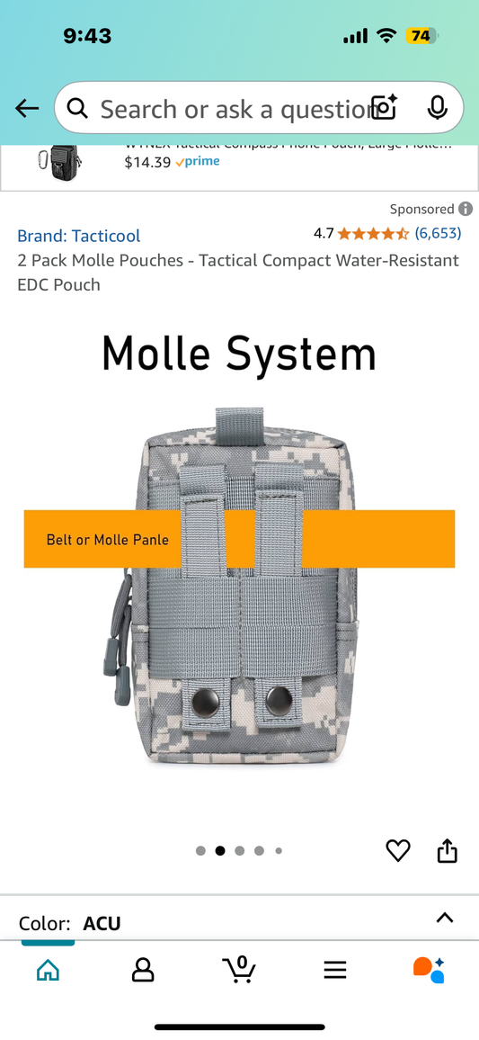 2 Pack Molle Pouches - Tactical Compact Water-Resistant EDC Pouch