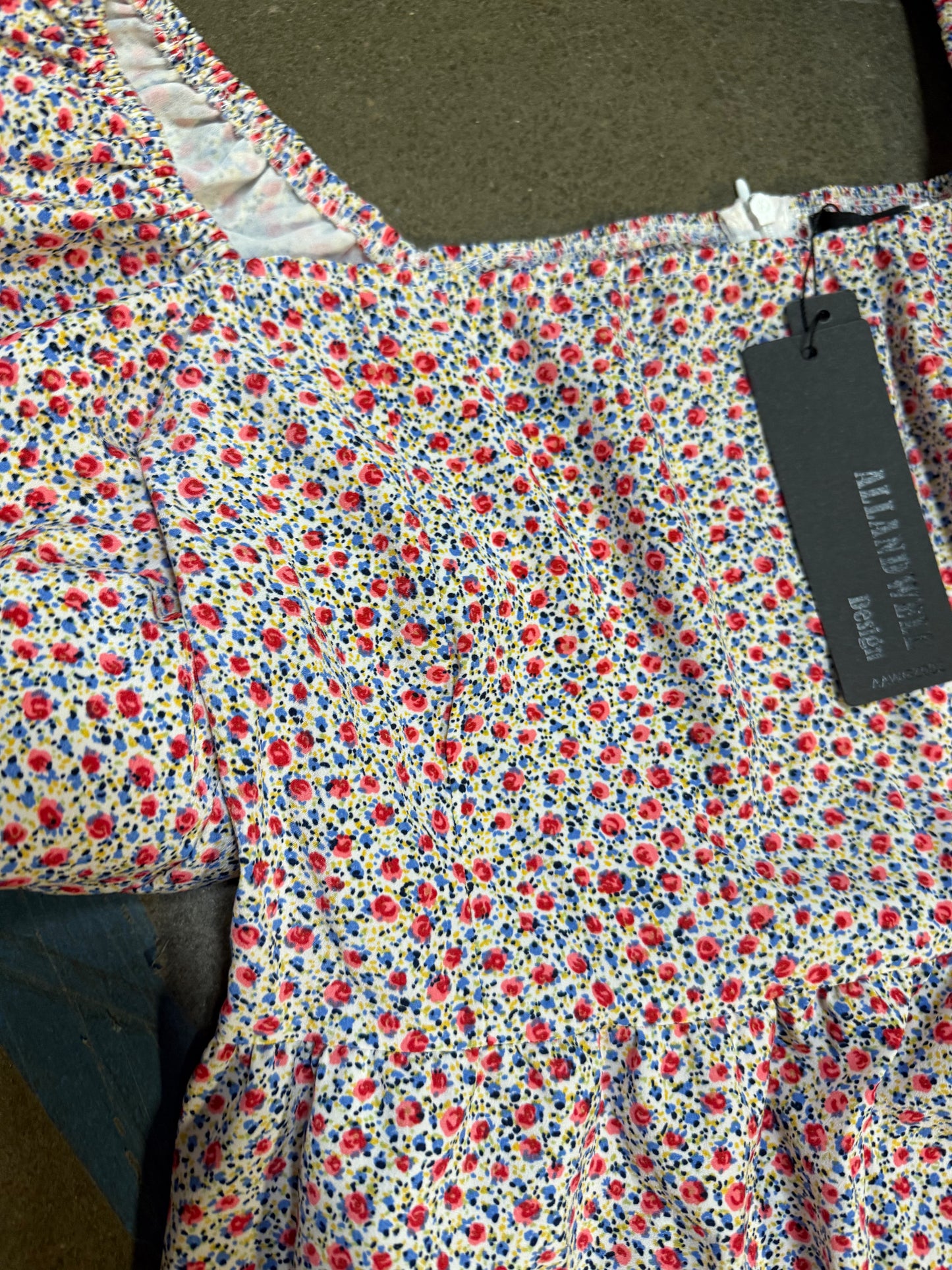 Women's Elegant Square Neck Lantern Sleeve Flora Colorfull Casual Party Mini Dress (Size XXL)