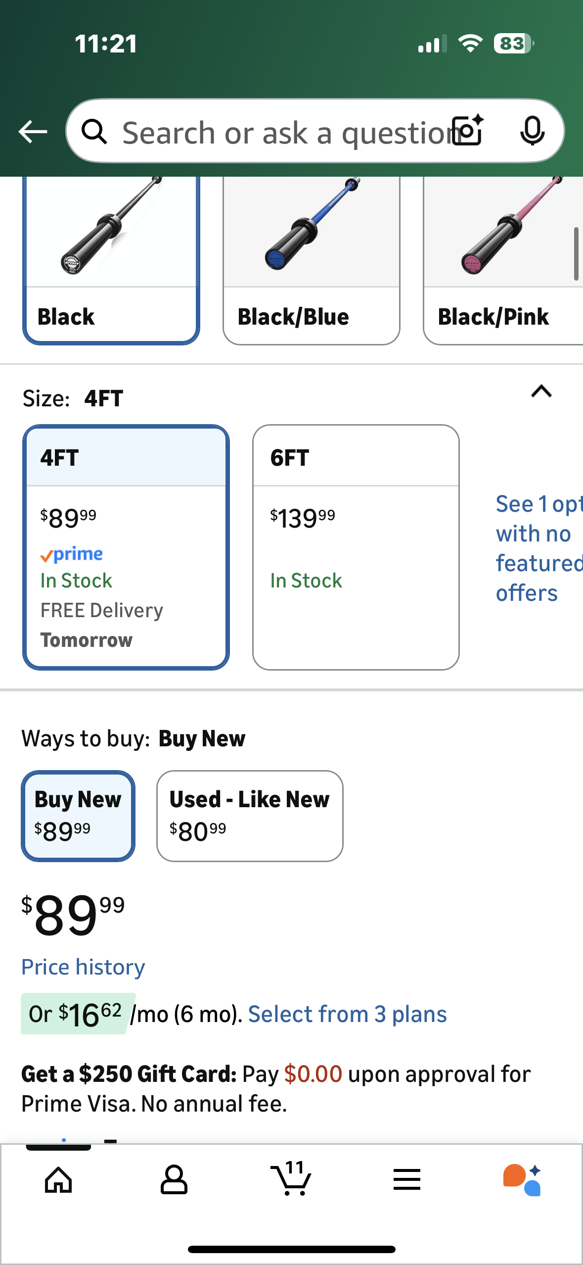 RITFIT Olympic Barbell 4ft- 2 Inch Weight Bar for Strength Training, Weightlifting, Squat, Deadlift, Bench Press, Curl, Overhead Press - 350lbs/500lbs Capacity (W541)