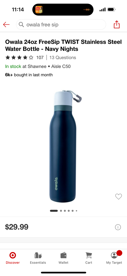Owala 24oz FreeSip TWIST Stainless Steel Water Bottle - Navy Nights