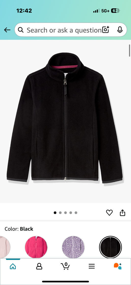 Amazon Essentials Girls and Toddlers' Polar Fleece Full-Zip Mock Jacket (Size 9Y)