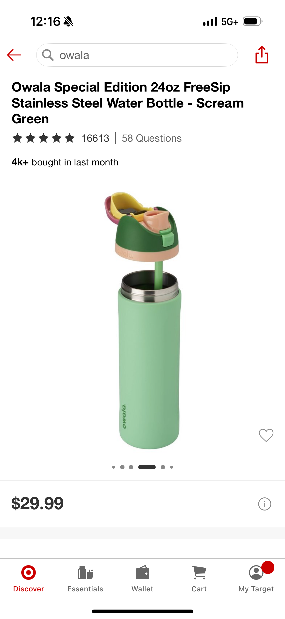 Owala Special Edition 24oz FreeSip Stainless Steel Water Bottle - Scream Green
