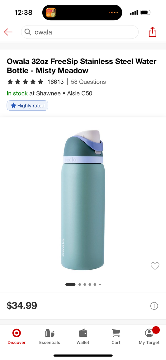 Owala 32oz FreeSip Stainless Steel Water Bottle - Misty Meadow