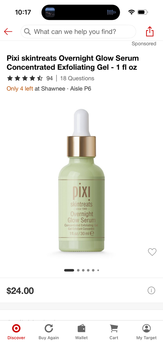Pixi skintreats Overnight Glow Serum Concentrated Exfoliating Gel - 1 fl oz