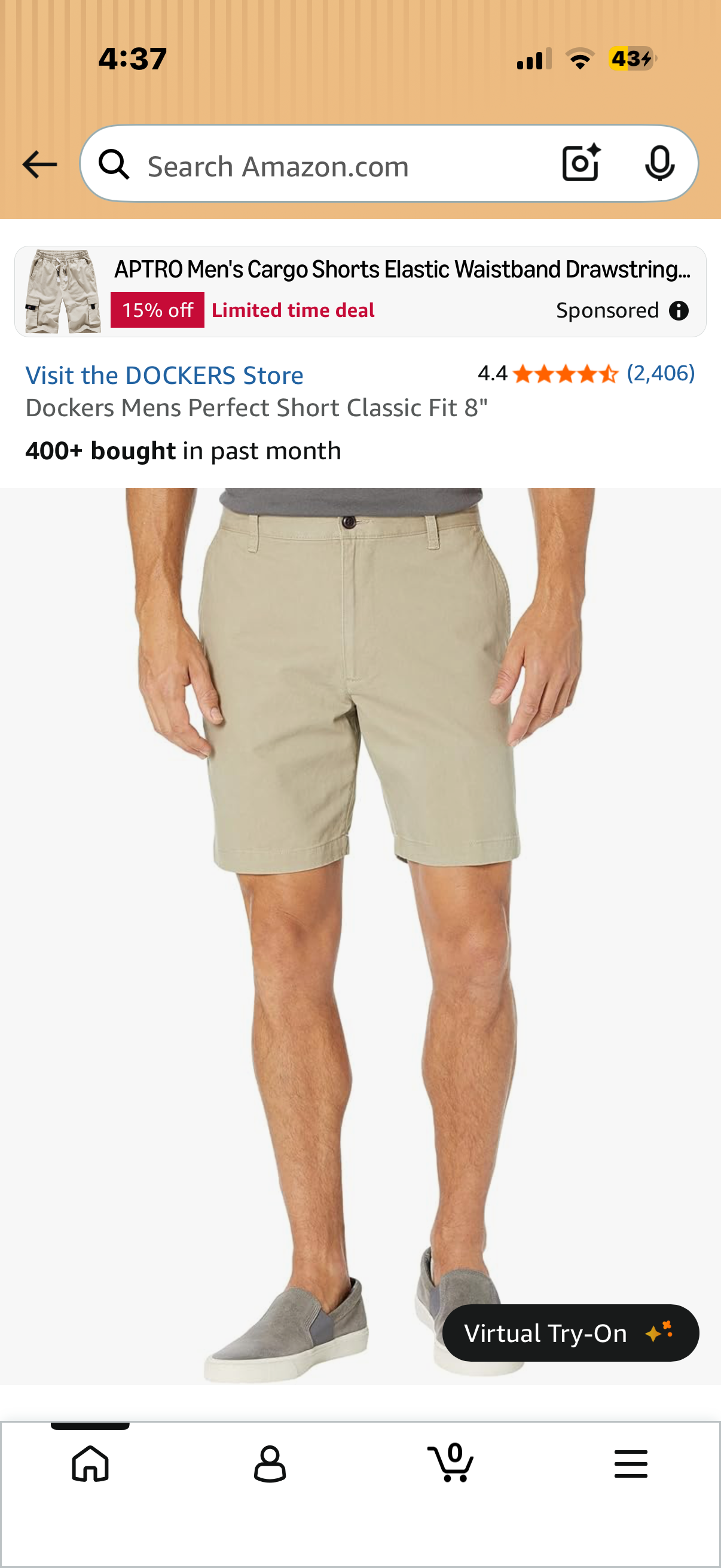 Dockers Mens Perfect Short Classic Fit 8” (Size 38 waist)