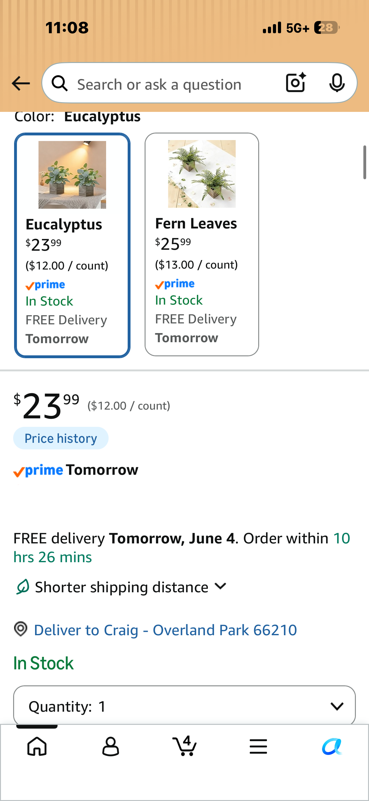 2 Pack, 12" Medium Eucalyptus Artificial Plants with 4 Inch Wooden Planters, Faux Potted Silk Plants for Home Decor, Desk, Shelves, Desktop, Coffee Table, Bedroom