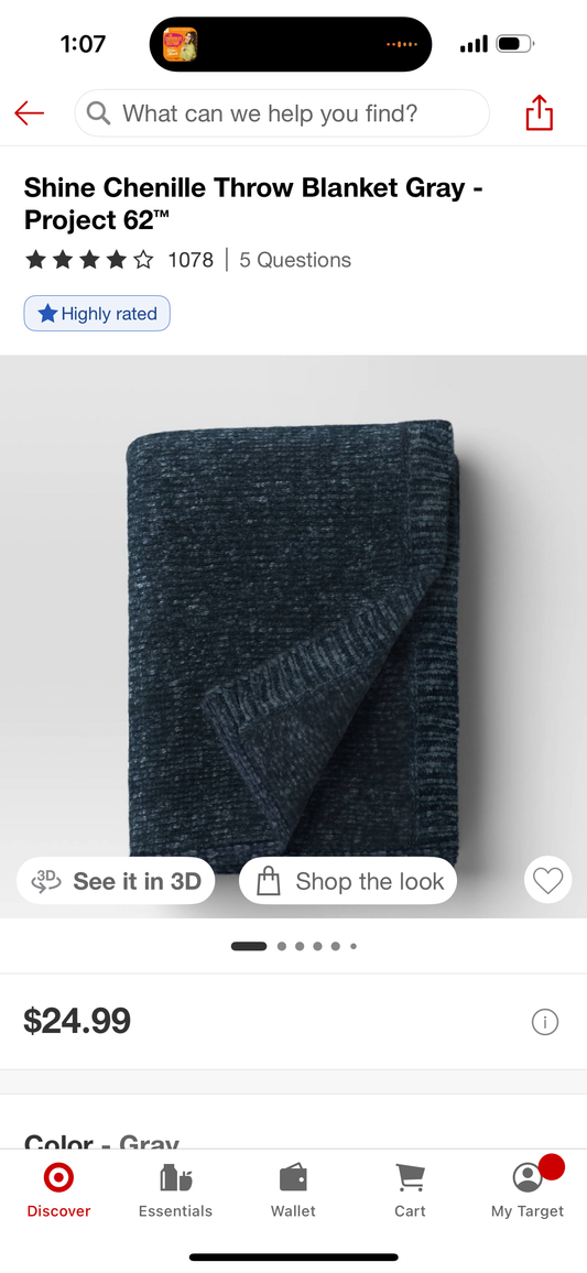 Shine Chenille Throw Blanket Gray - Project 62™