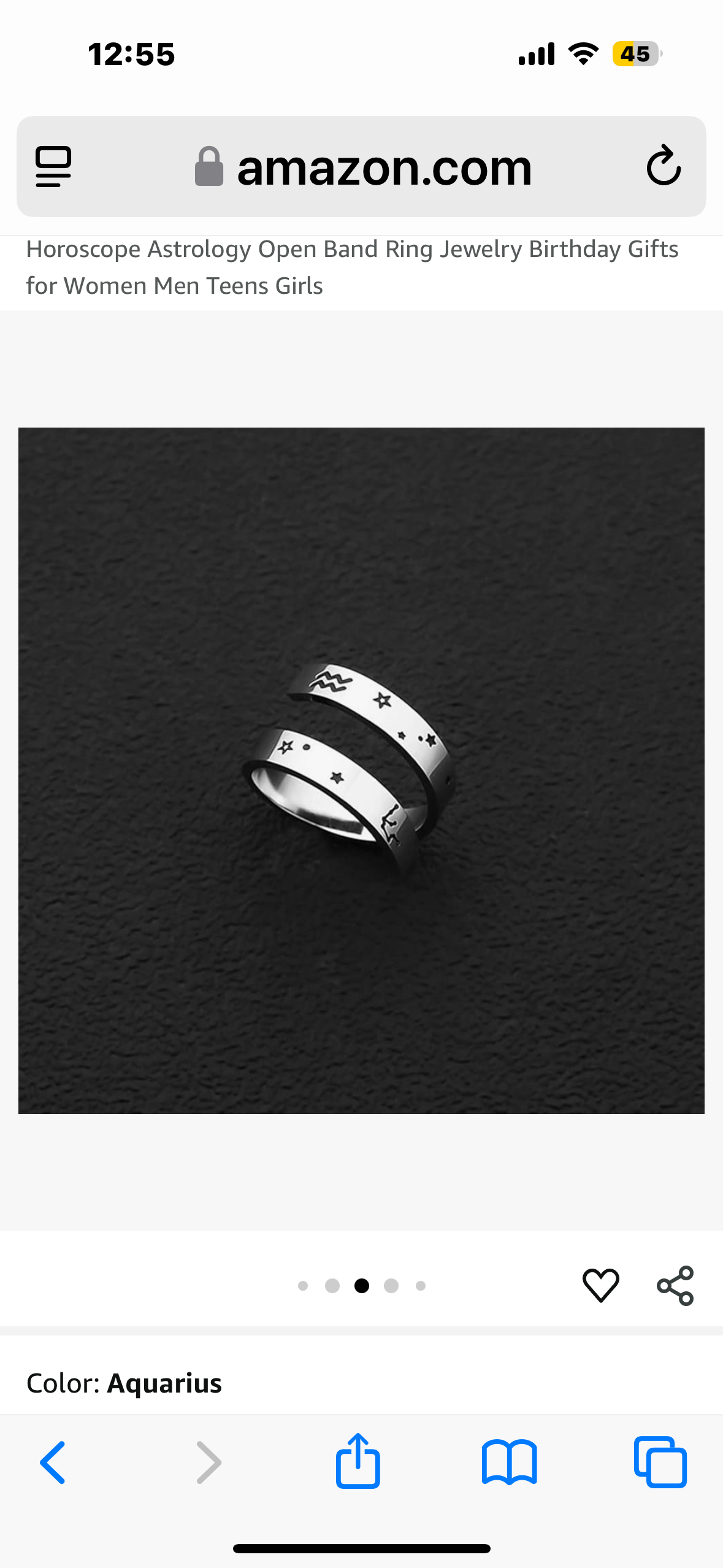 Aries and Constellations Silver Zodiac Ring, Adjustable