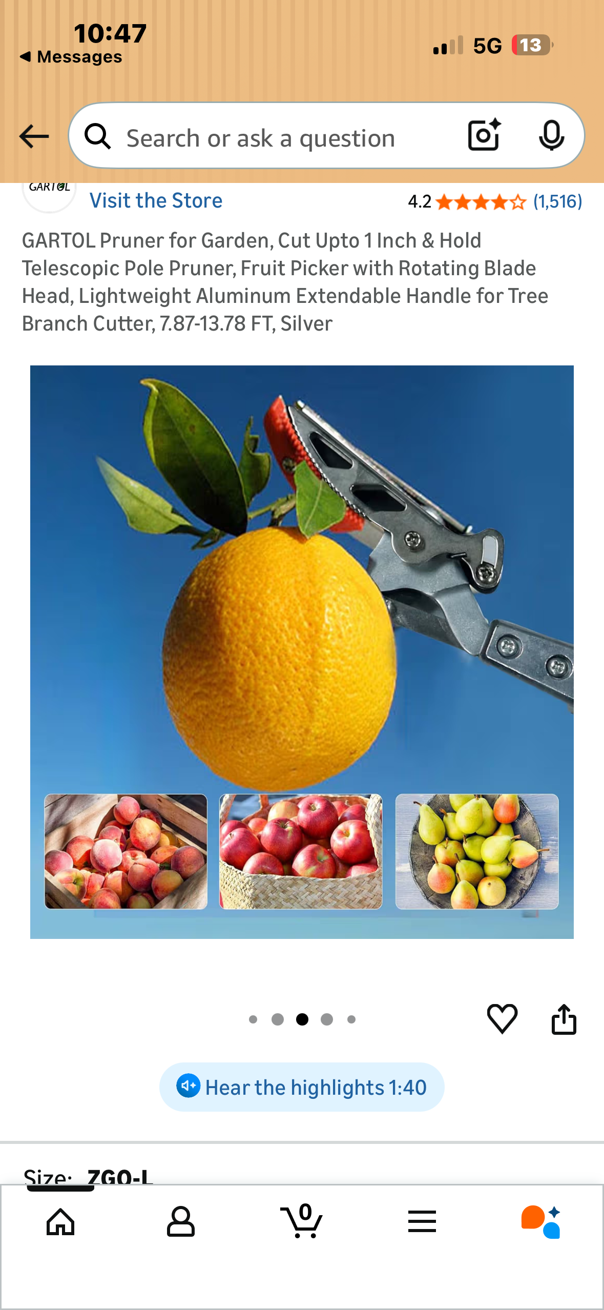 Pruner for Garden, Cut Up to 1”, Telescopic Pole Pruner, Fruit Picker with Rotating Blade Head, Lightweight Aluminum Extendable Handle for Tree Branch Cutter, 7.87-13.78 FT, Silver (G1016)