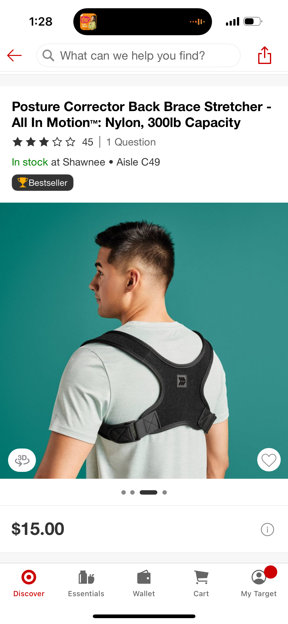 Posture Corrector Back Brace Stretcher - All In Motion™: Nylon, 300lb Capacity