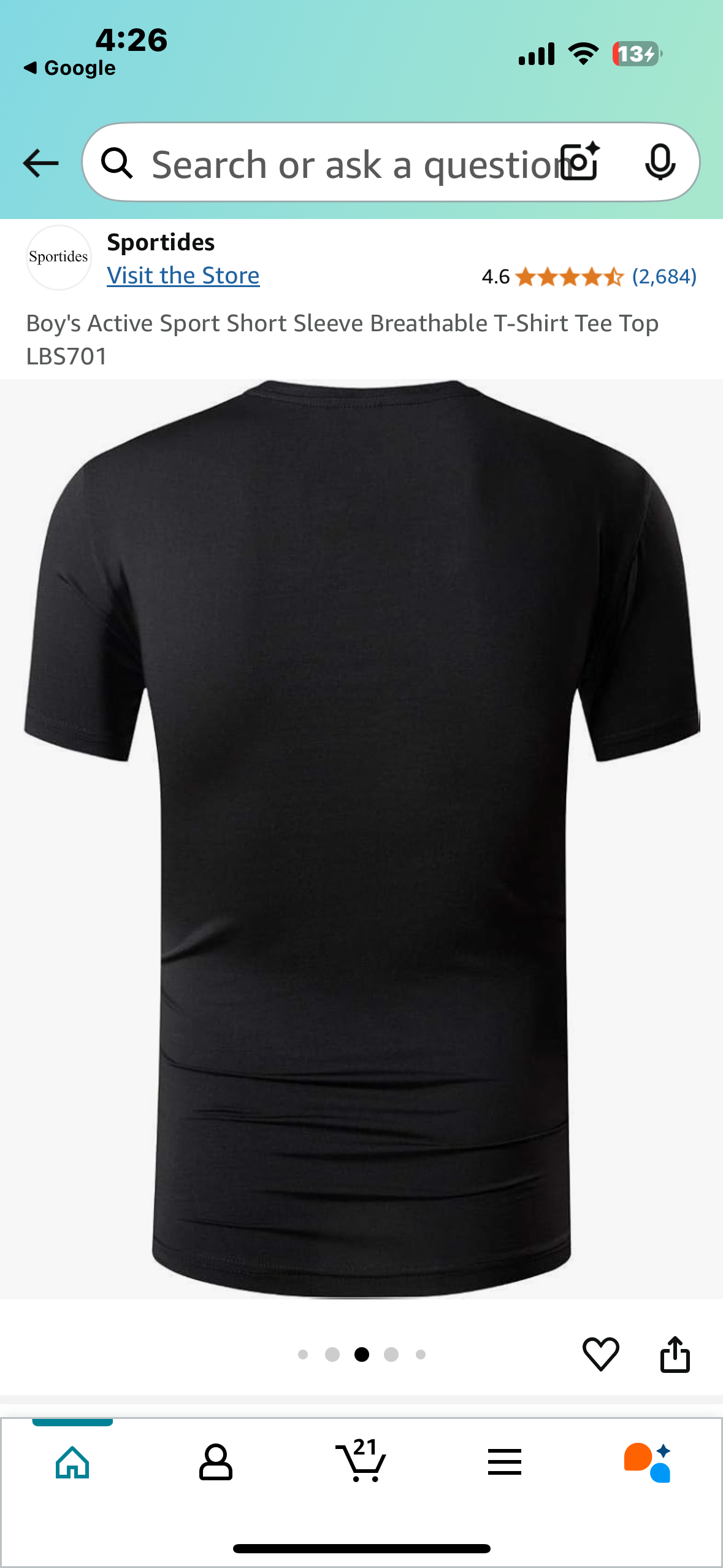 Boy's Active Sport Short Sleeve Breathable T-Shirt Tee Top (Size 18-20)