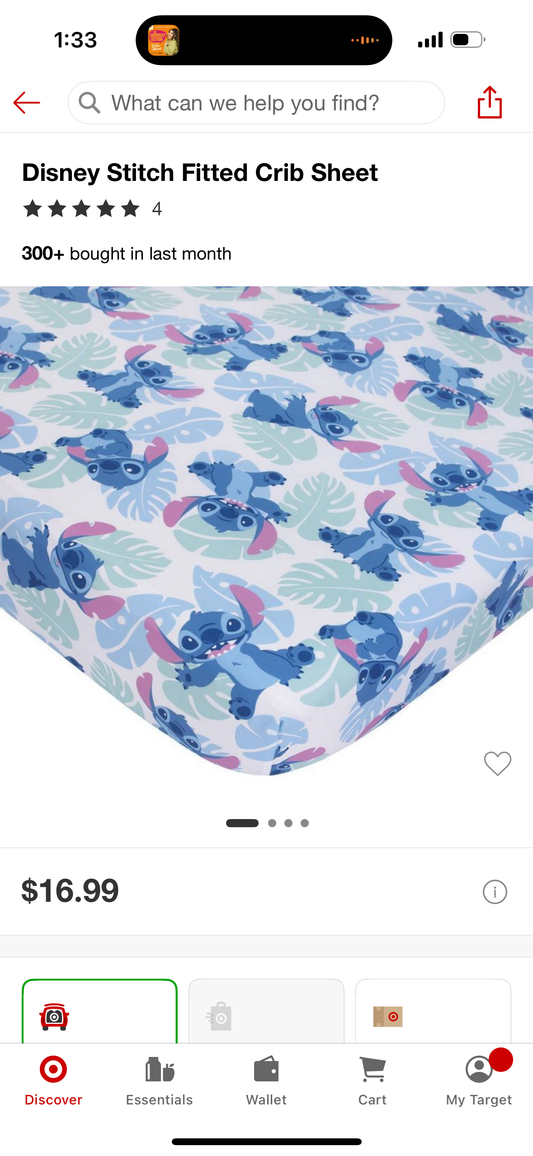 Disney Stitch Fitted Crib Sheet