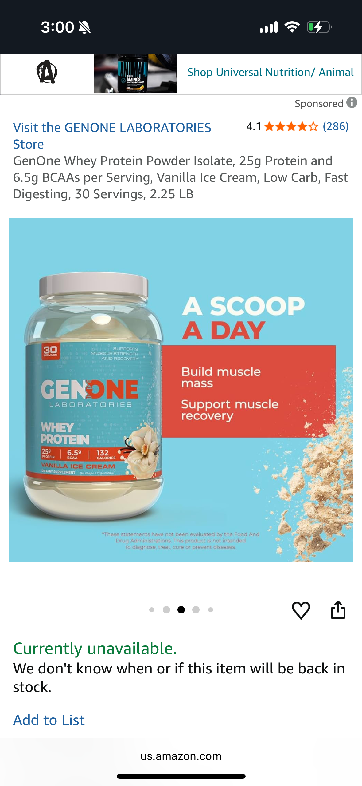 GenOne Whey Protein Powder Isolate, 25g Protein and 6.5g BCAAs per Serving, Low Carb, Fast Digesting, 30 Servings, 2.25 LB (Cinnamon Roll Flavor)