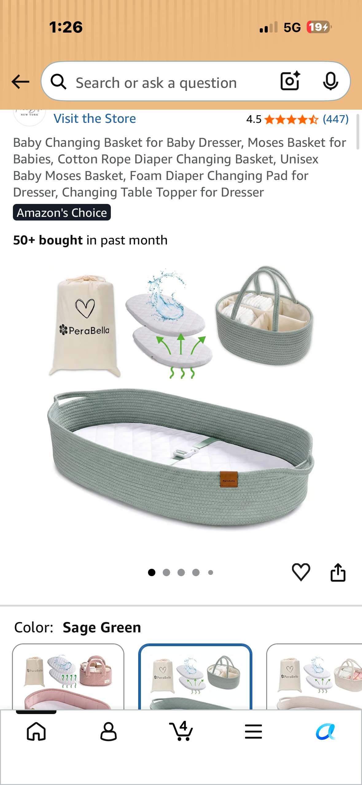 Baby Changing Basket for Baby Dresser, Moses Basket for Babies, Cotton Rope Diaper Changing Basket