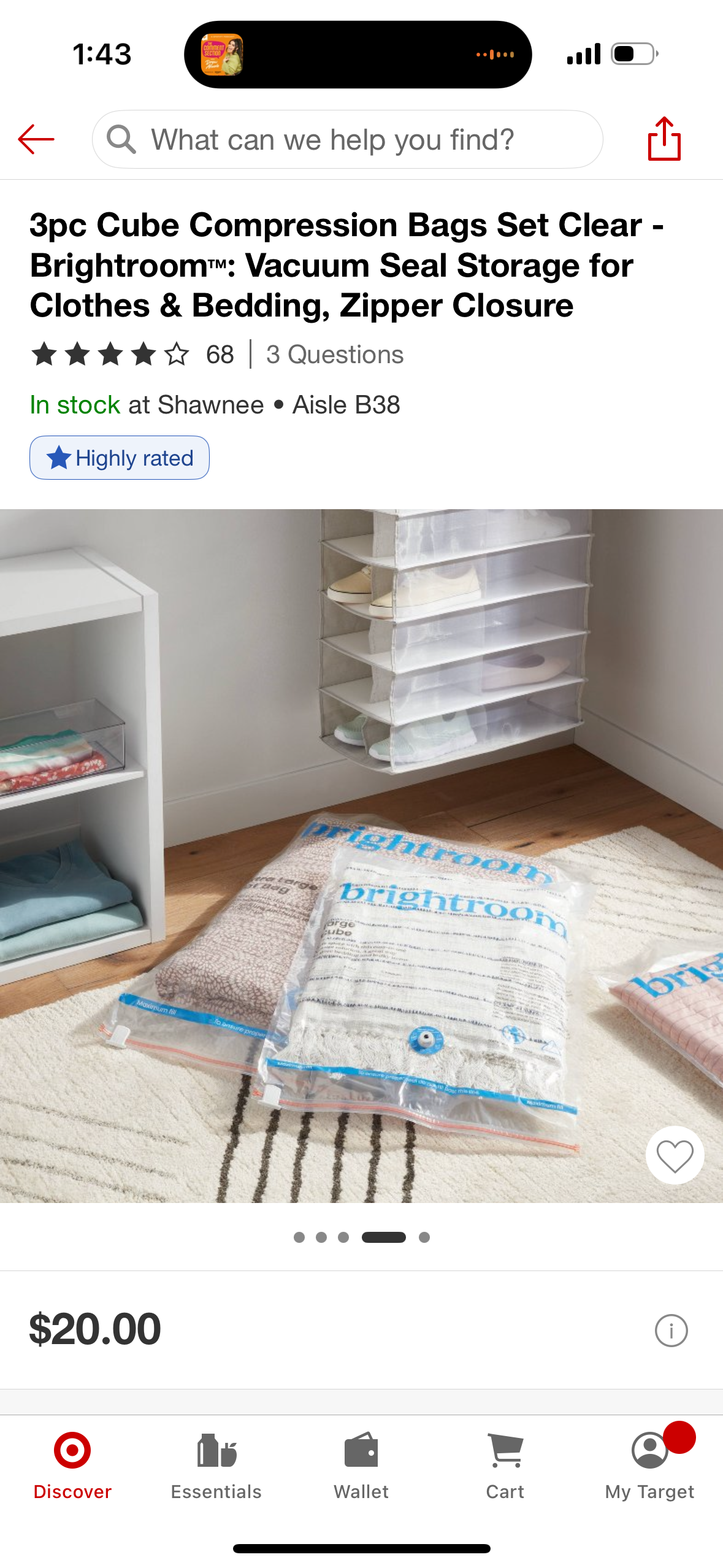 3pc Cube Compression Bags Set Clear - Brightroom™: Vacuum Seal Storage for Clothes & Bedding, Zipper Closure