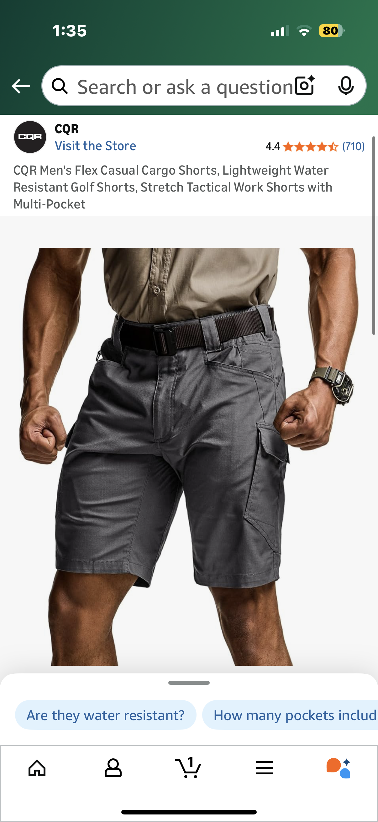 CQR Men's Flex Casual Cargo Shorts, Lightweight Water Resistant Golf Shorts, Stretch Tactical Work Shorts with Multi-Pocket