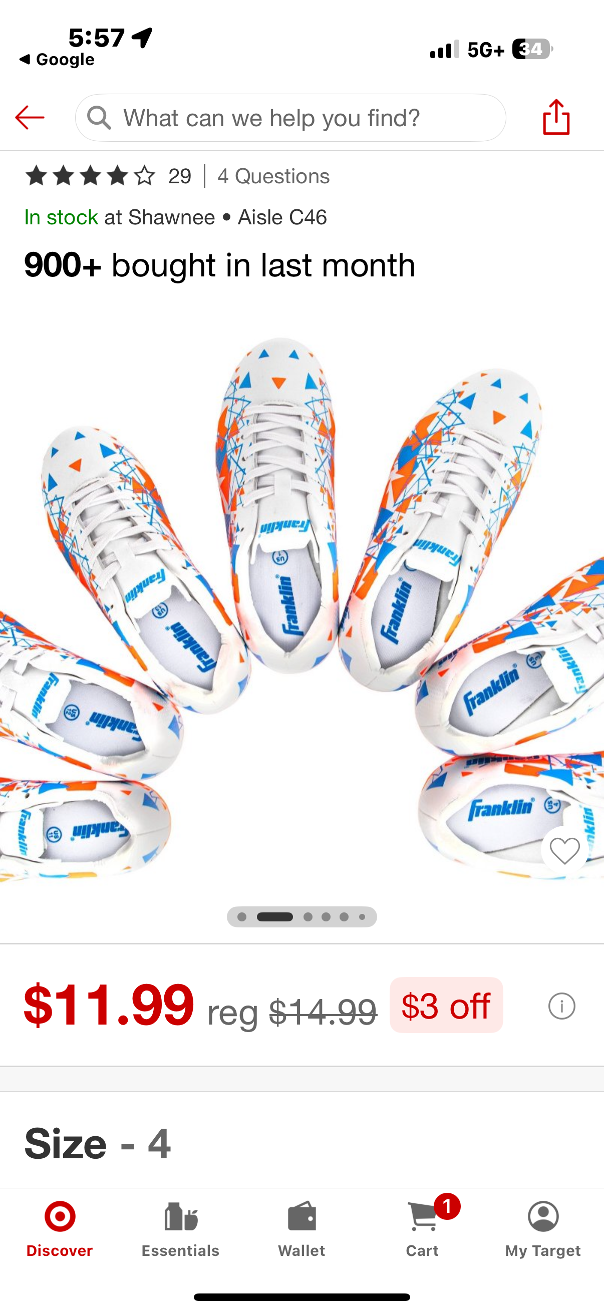 Franklin Sports Size 1 Youth Soccer Cleats: Lightweight Kids Cleats, Lace-Up Design