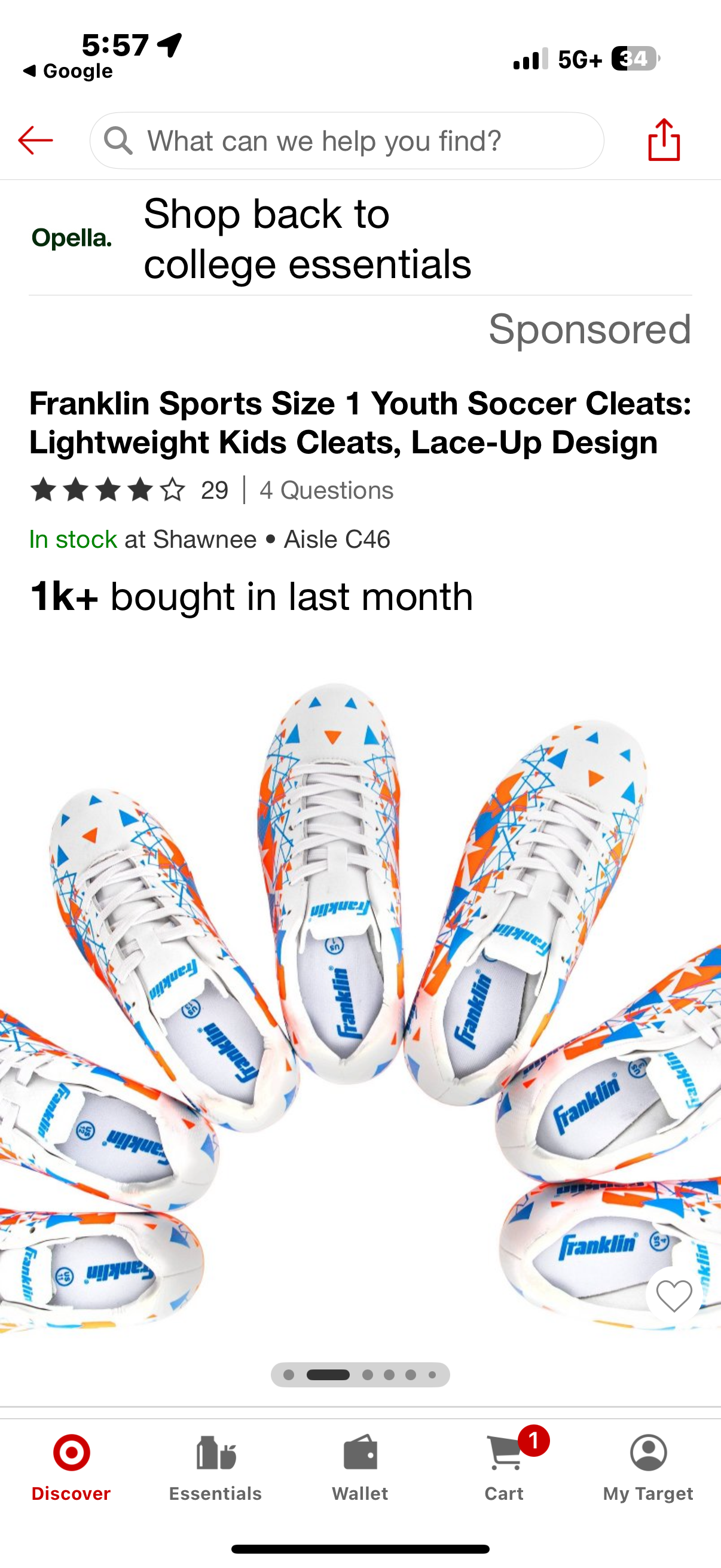 Franklin Sports Size 1 Youth Soccer Cleats: Lightweight Kids Cleats, Lace-Up Design
