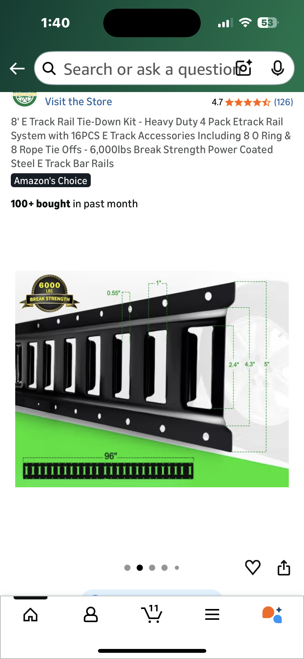 8' E Track Rail Tie-Down Kit - Heavy Duty 4 Pack Etrack Rail System with 16PCS E Track Accessories Including 8 O Ring & 8 Rope Tie Offs, 6,000lbs Break Strength (G898)