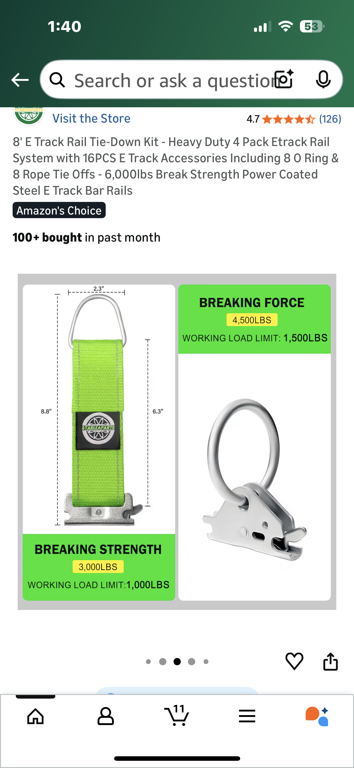 8' E Track Rail Tie-Down Kit - Heavy Duty 4 Pack Etrack Rail System with 16PCS E Track Accessories Including 8 O Ring & 8 Rope Tie Offs, 6,000lbs Break Strength (G898)