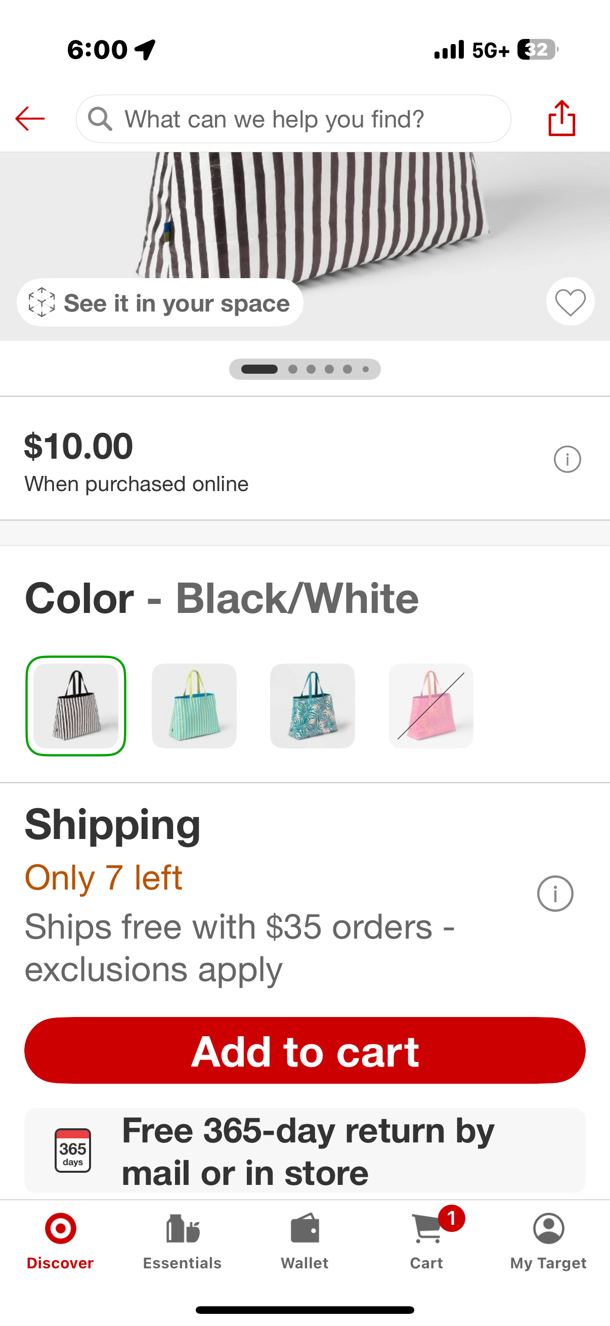 Water Resistant Reversible Tote Bag - Open Story™ Black/White Stripe: Softside Non-Woven