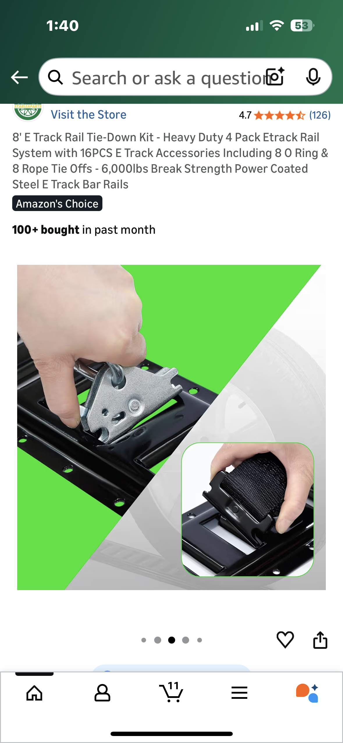 8' E Track Rail Tie-Down Kit - Heavy Duty 4 Pack Etrack Rail System with 16PCS E Track Accessories Including 8 O Ring & 8 Rope Tie Offs, 6,000lbs Break Strength (G898)