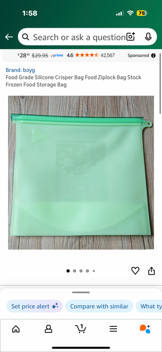 Food Grade Silicone Crisper Bag Food Ziplock Bag Stock Frozen Food Storage Bag