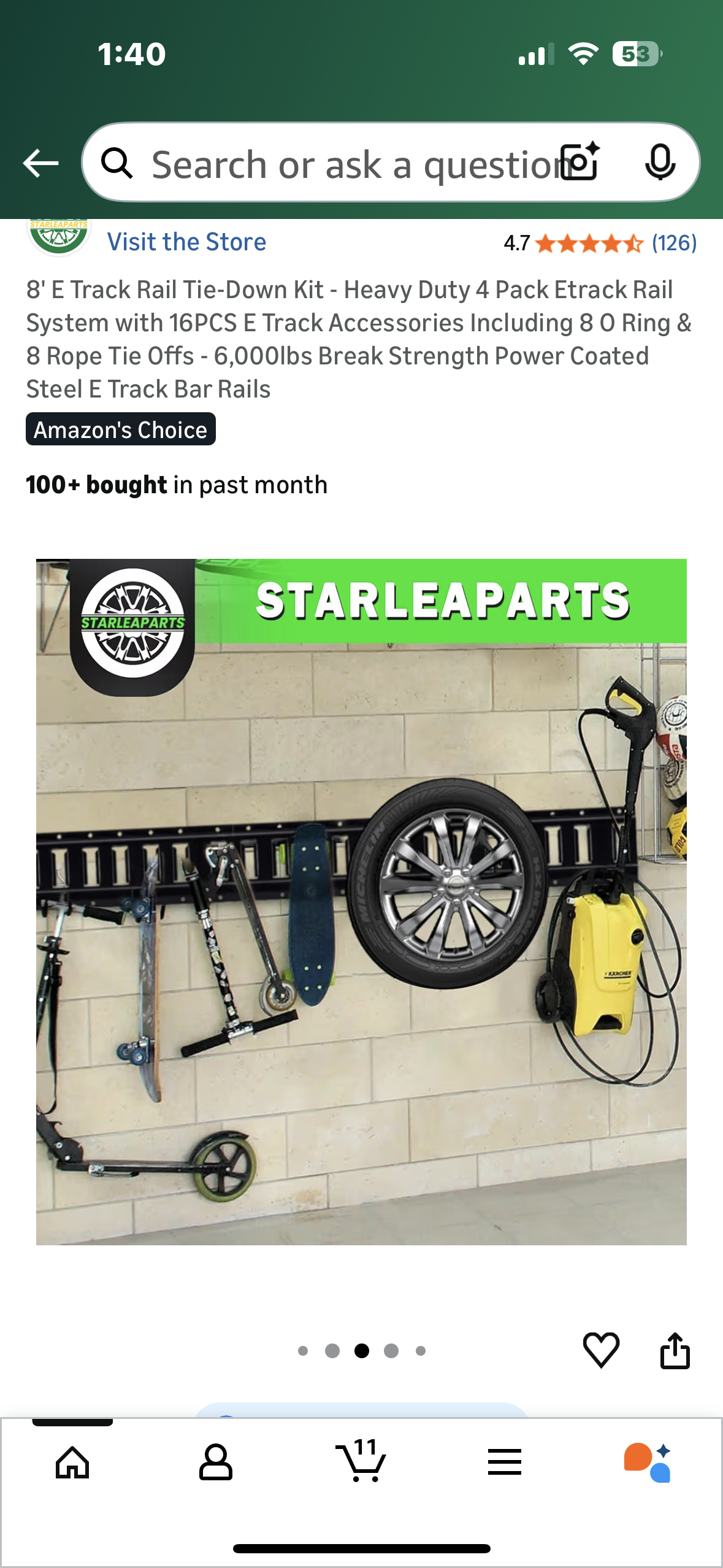 8' E Track Rail Tie-Down Kit - Heavy Duty 4 Pack Etrack Rail System with 16PCS E Track Accessories Including 8 O Ring & 8 Rope Tie Offs, 6,000lbs Break Strength (G898)