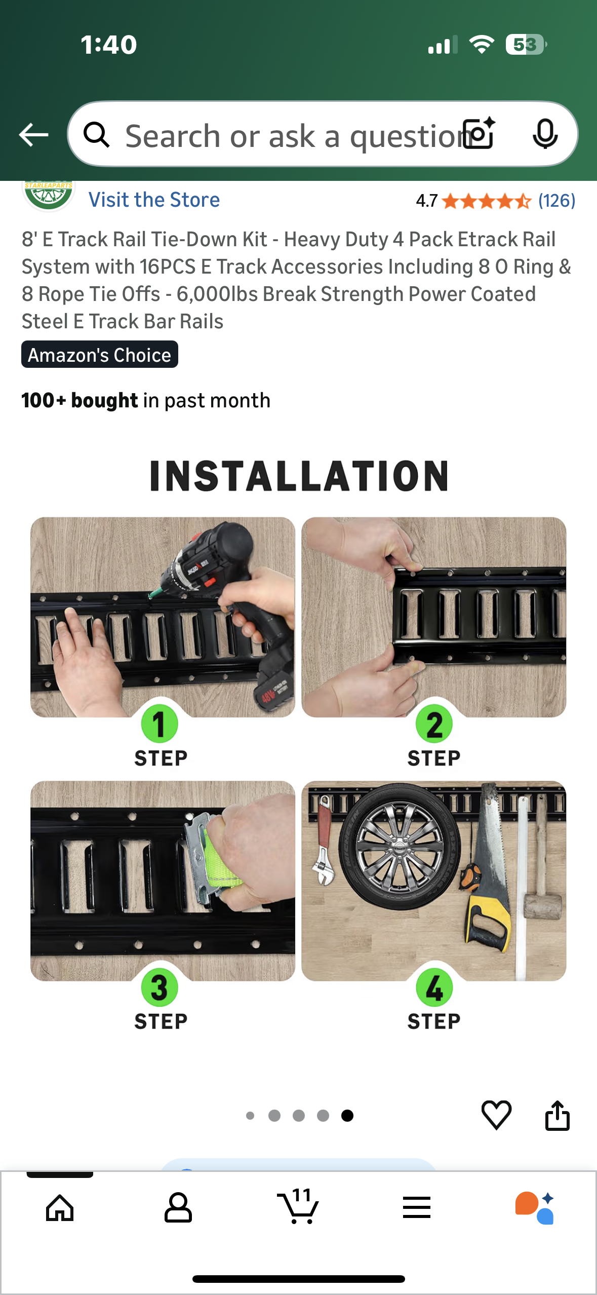 8' E Track Rail Tie-Down Kit - Heavy Duty 4 Pack Etrack Rail System with 16PCS E Track Accessories Including 8 O Ring & 8 Rope Tie Offs, 6,000lbs Break Strength (G898)