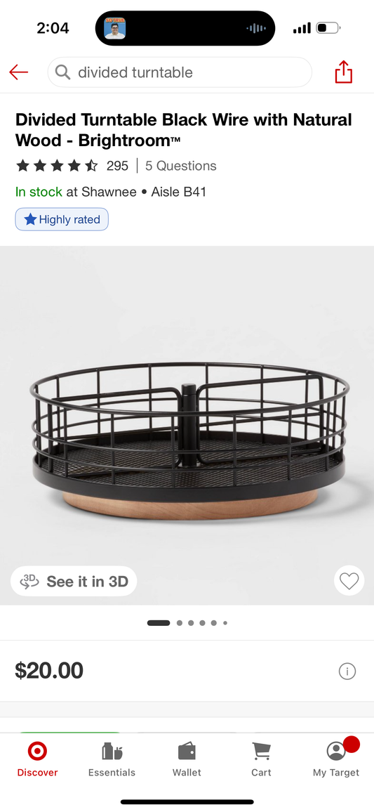 Divided Turntable Black Wire with Natural Wood - Brightroom™