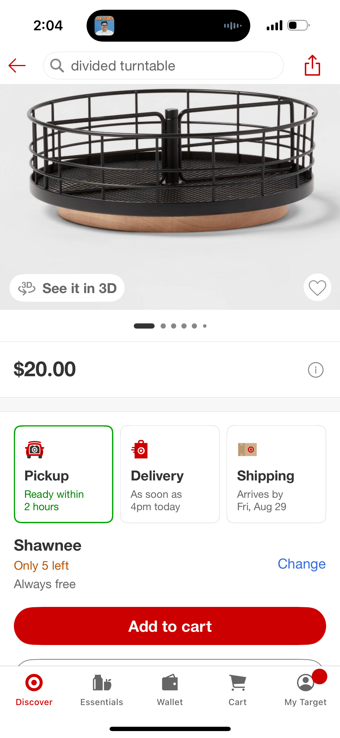 Divided Turntable Black Wire with Natural Wood - Brightroom™