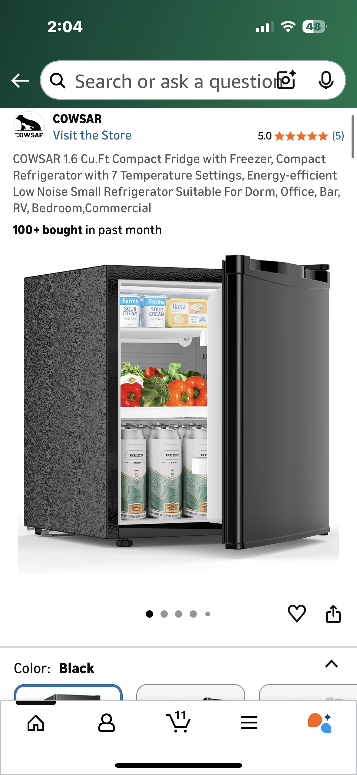 COWSAR 1.6 Cu.Ft Compact Fridge with Freezer, Compact Refrigerator with 7 Temp Settings, Energy-efficient Low Noise, Suitable For Dorm, Office, Bar, RV, Bedroom (R732)