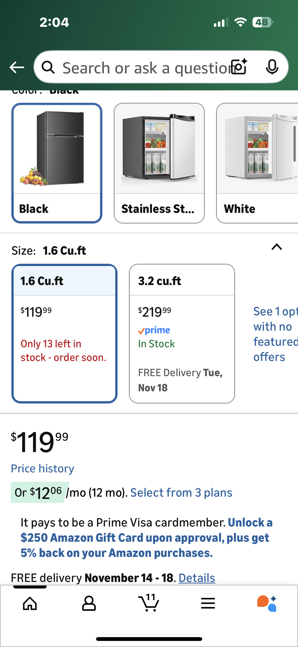 COWSAR 1.6 Cu.Ft Compact Fridge with Freezer, Compact Refrigerator with 7 Temp Settings, Energy-efficient Low Noise, Suitable For Dorm, Office, Bar, RV, Bedroom (R732)