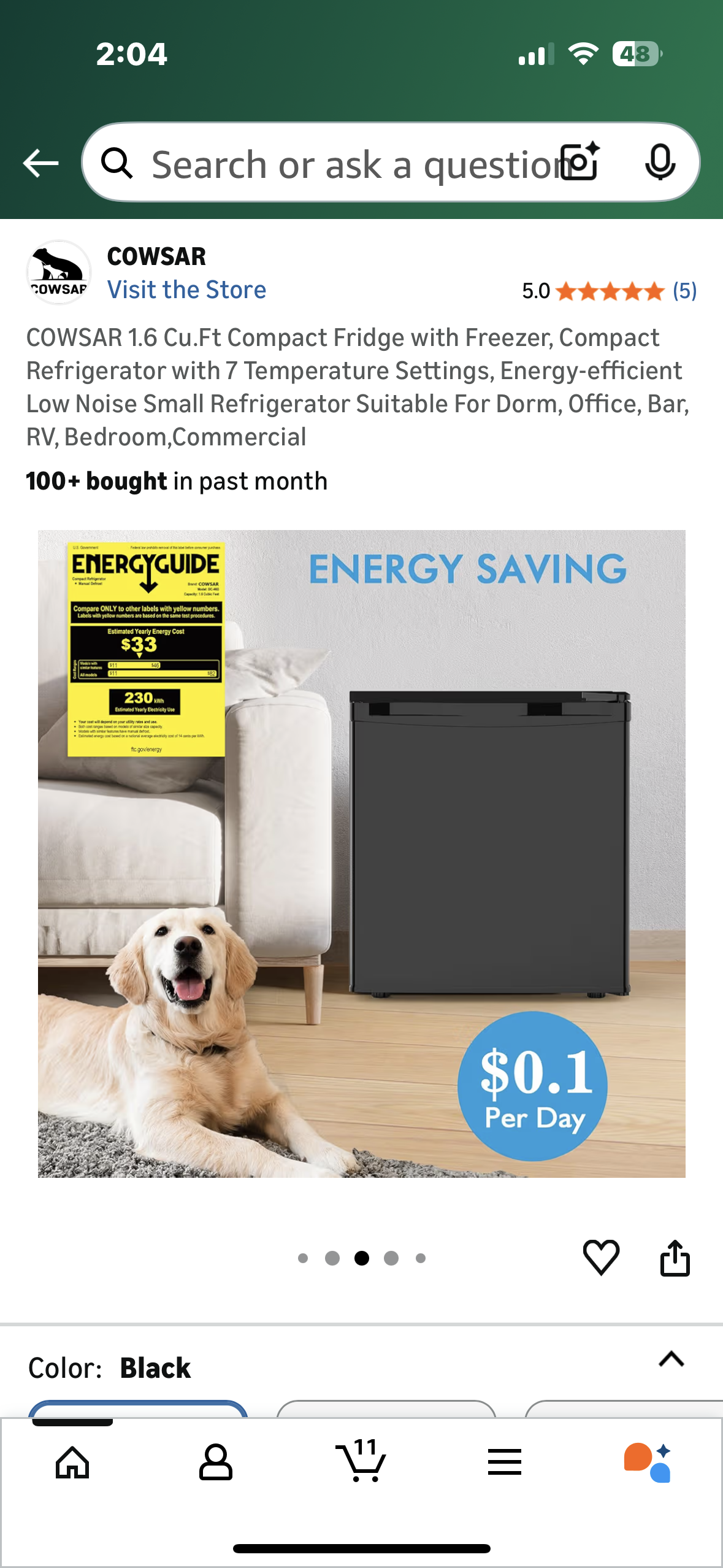 COWSAR 1.6 Cu.Ft Compact Fridge with Freezer, Compact Refrigerator with 7 Temp Settings, Energy-efficient Low Noise, Suitable For Dorm, Office, Bar, RV, Bedroom (R732)