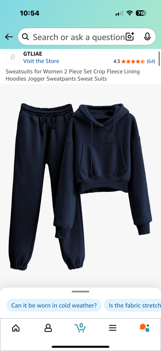 Sweatsuits for Women 2 Piece Set Crop Fleece Lining Hoodies Jogger Sweatpants Sweat Suits