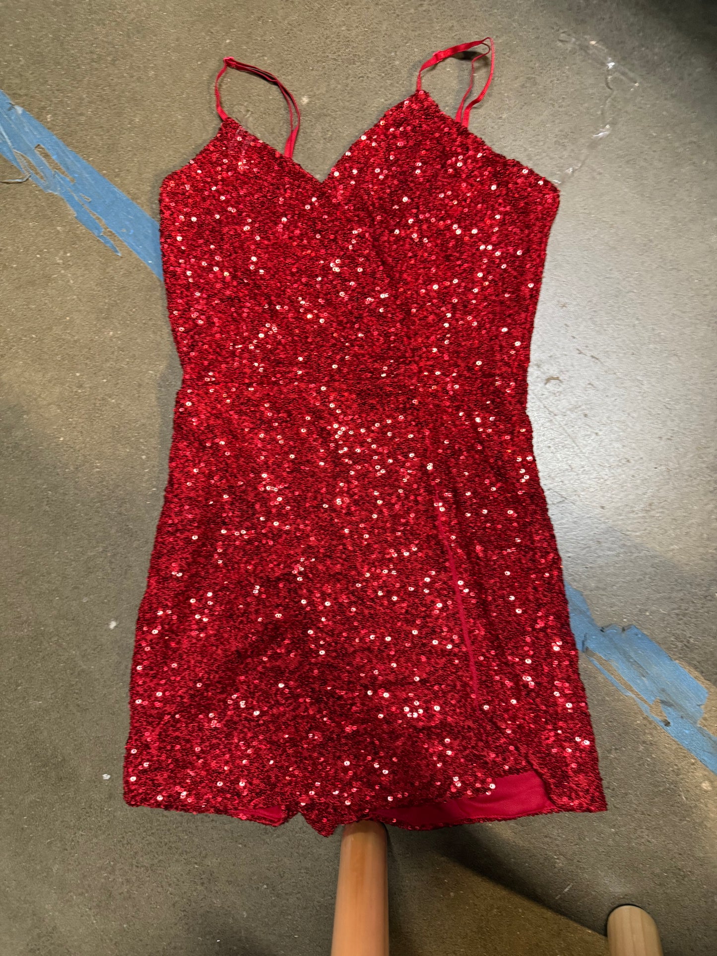 Sparkly Sequin Homecoming Dresses Short Backless Spaghetti Straps V Neck Tight Mini Party Dress for Teens (Size Jr Large)
