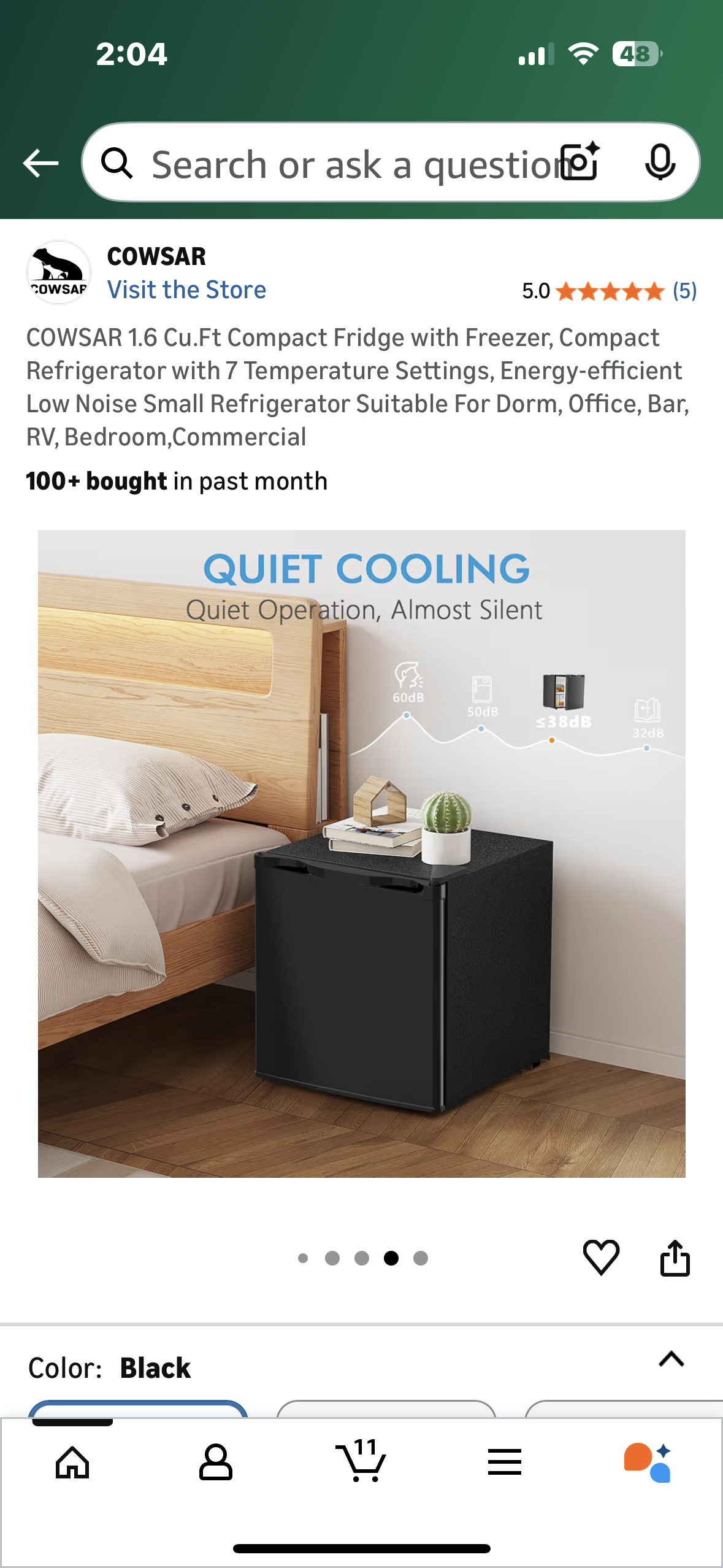 COWSAR 1.6 Cu.Ft Compact Fridge with Freezer, Compact Refrigerator with 7 Temp Settings, Energy-efficient Low Noise, Suitable For Dorm, Office, Bar, RV, Bedroom (R732)