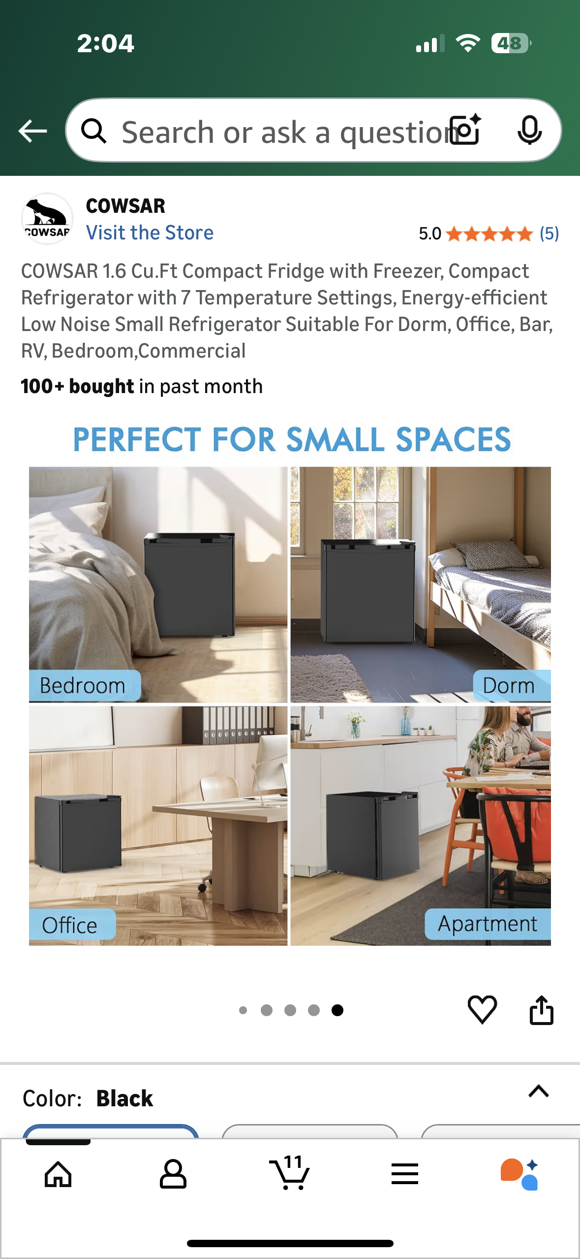 COWSAR 1.6 Cu.Ft Compact Fridge with Freezer, Compact Refrigerator with 7 Temp Settings, Energy-efficient Low Noise, Suitable For Dorm, Office, Bar, RV, Bedroom (R732)