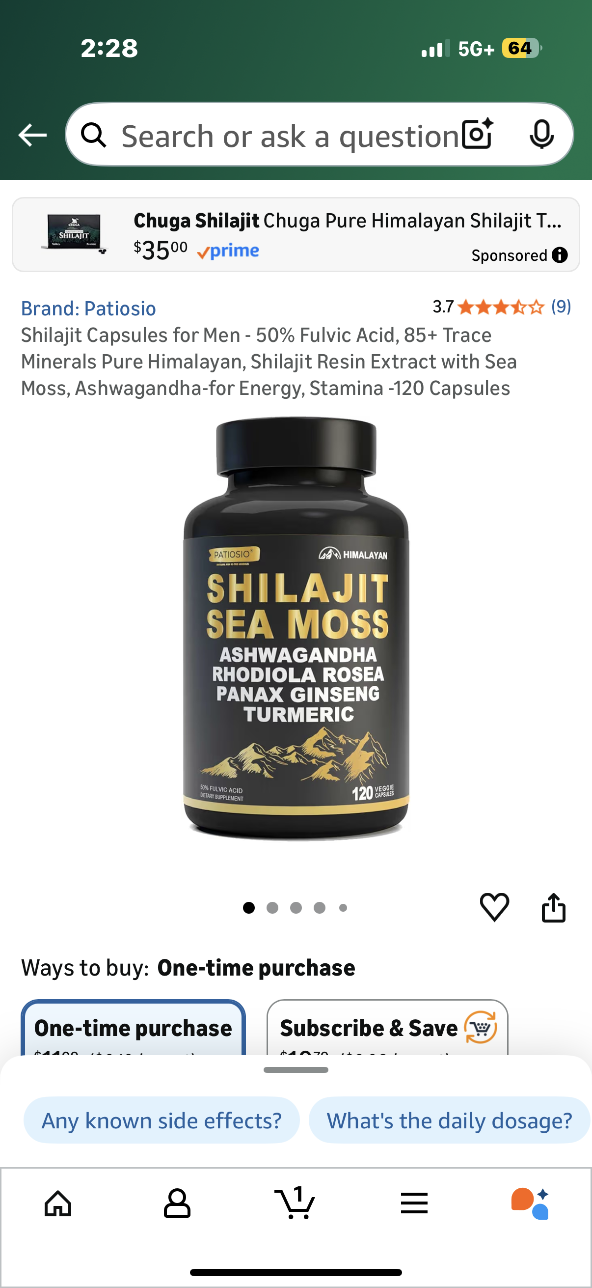 Shilajit Capsules for Men - 50% Fulvic Acid, 85+ Trace Minerals Pure Himalayan, Shilajit Resin Extract with Sea Moss, Ashwagandha-for Energy, Stamina -120 Capsules