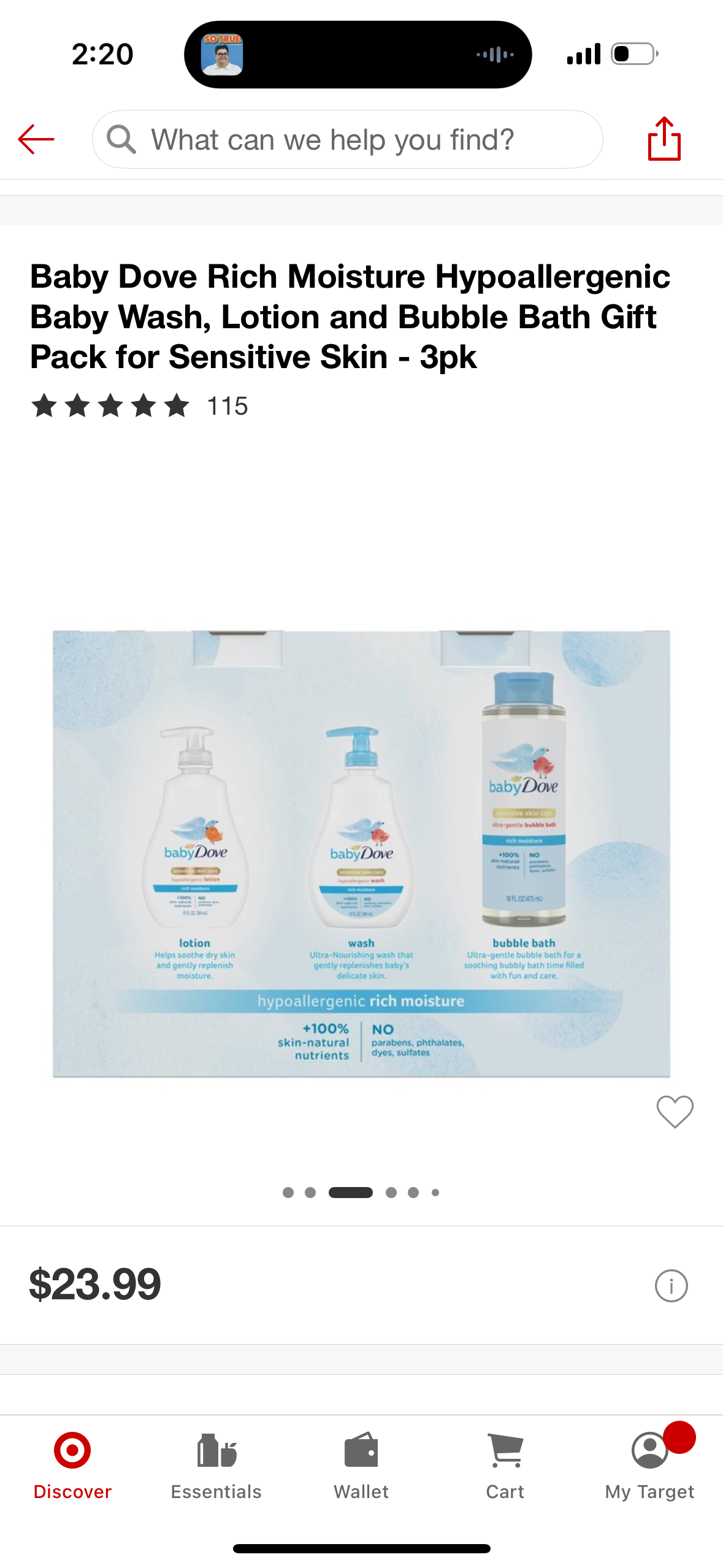 Baby Dove Rich Moisture Hypoallergenic Baby Wash, Lotion and Bubble Bath Gift Pack for Sensitive Skin - 3pk