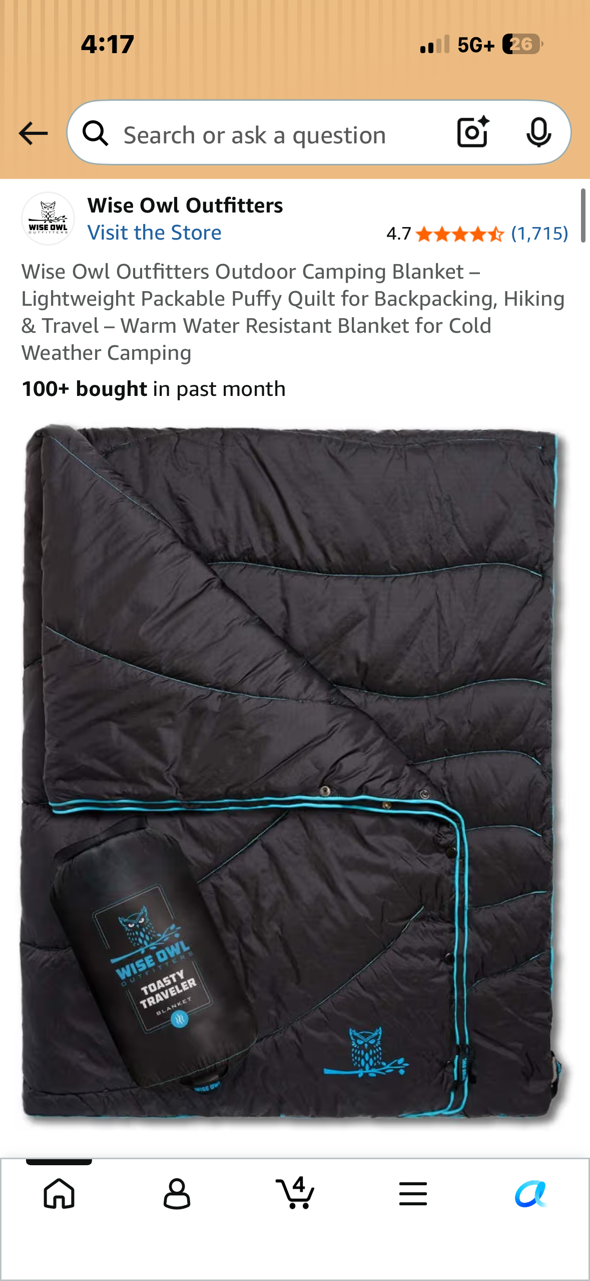 Wise Owl Outfitters Outdoor Camping Blanket – Lightweight, Packable, Puffy, Quilt for Backpacking, Hiking & Travel, Water Resistant Blanket for Cold Weather Camping